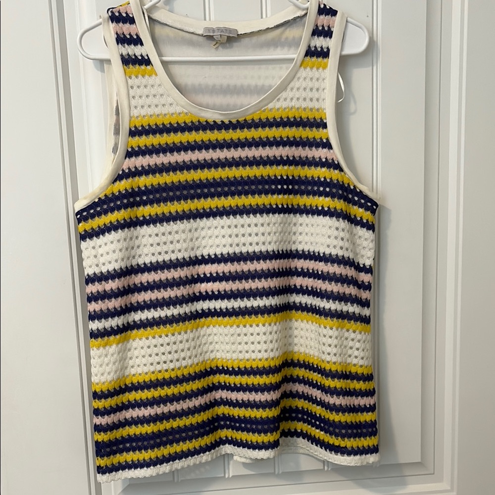 1. State White and Yellow Cropped Tank Top